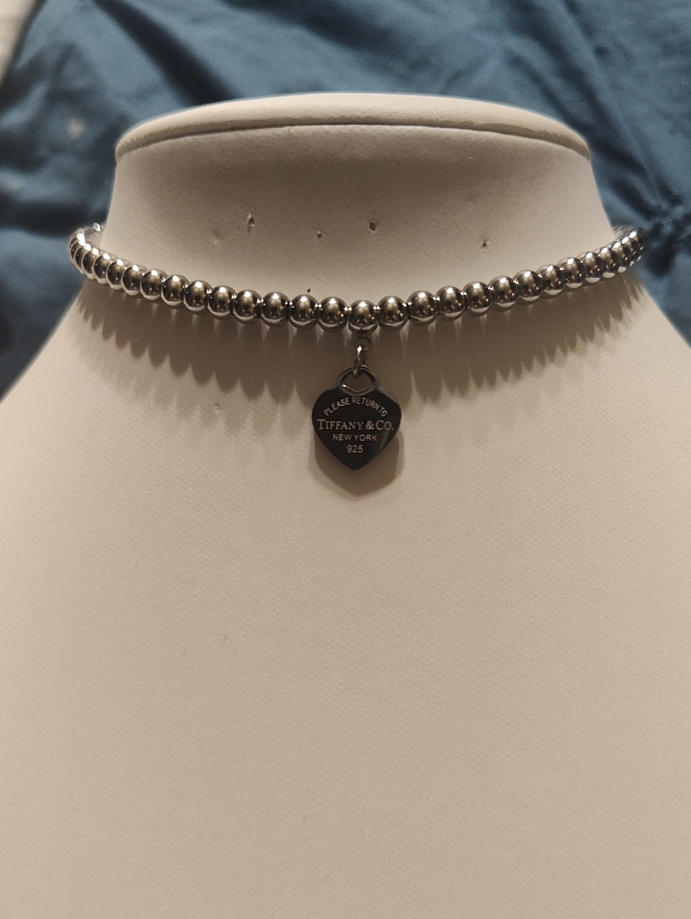 Tiffany & Co. Silver Beaded Bracelet with Heart Tag